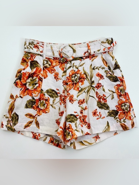 Joie Pants - Joie Women’s 100% Linen Floral Belted Shorts High Rise Pocketed Sz 6